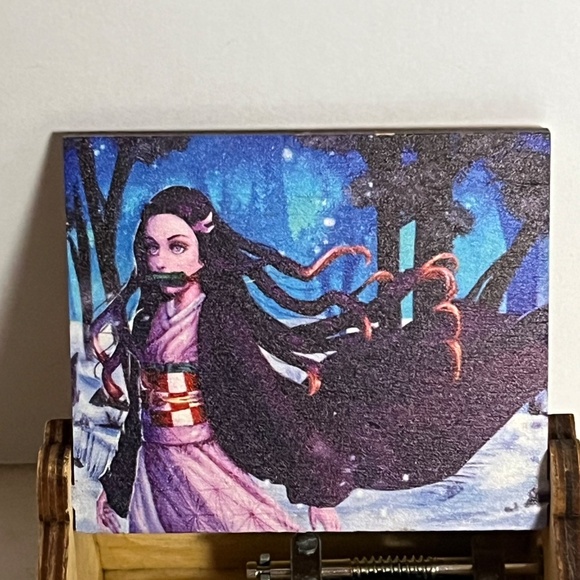 Demon Slayer Nezuko Hand Crank Music Box Pink Blue New Music - Picture 3 of 11